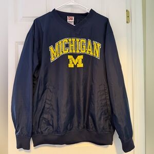 Vintage University of Michigan Navy Blue Pullover Windbreaker Sweatshirt